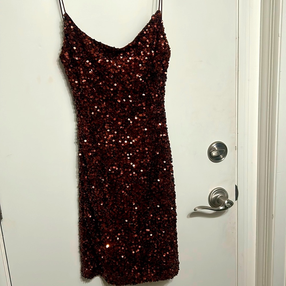 B-Darlin Sequin Scoop Neck Bodycon Dress